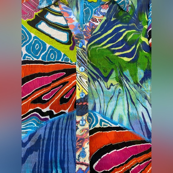 Pleats Collection by Pings Imports Blouse Button Front Y2K Floral Top Medium - Picture 5 of 8